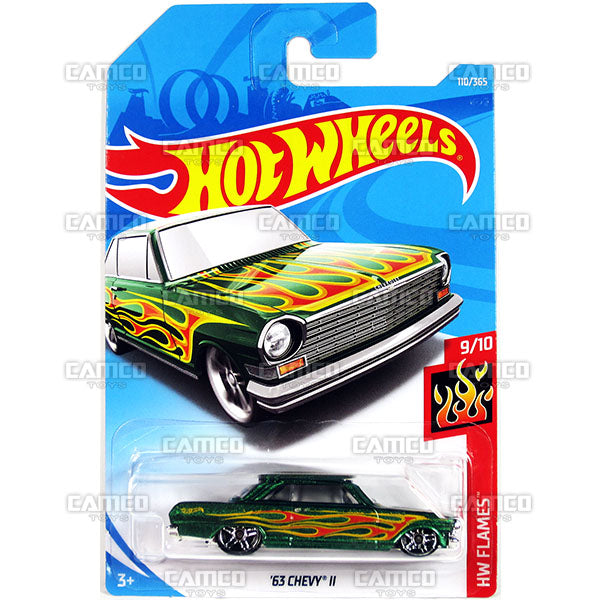 63 Chevy II #110 green - 2018 Hot Wheels Basic Mainline E Case Assortment C4982 by Mattel.