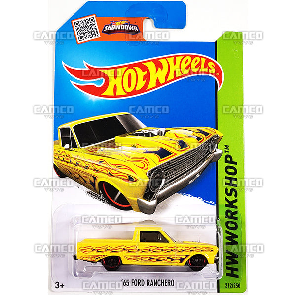 65 Ford Ranchero #212 (CFL99) yellow HW WORKSHOP Heat Fleet - 2015 Hot Wheels Basic Mainline 1:64 Die-cast Assortment C4982 by Mattel.