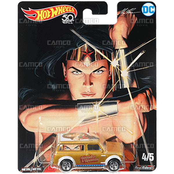 67 Austin Mini Van WONDER WOMAN - 2018 Hot Wheels Pop Culture P Case DC COMICS Alex Ross Assortment DLB45-956P by Mattel.