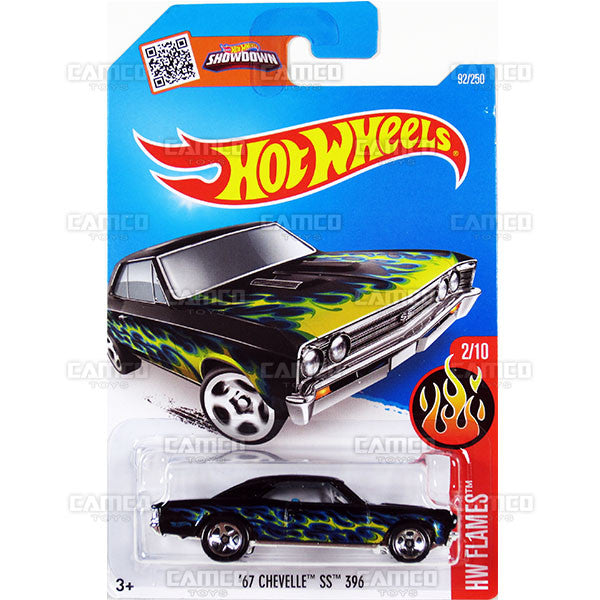 67 Chevelle SS 396 #92 black (HW Flames) - from 2016 Hot Wheels Basic Case Worldwide Assortment C4982 by Mattel.