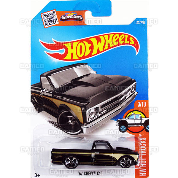 67 Chevy C10 #143 black (HW Hot Trucks) - from 2016 Hot Wheels Basic Case Worldwide Assortment C4982 by Mattel.
