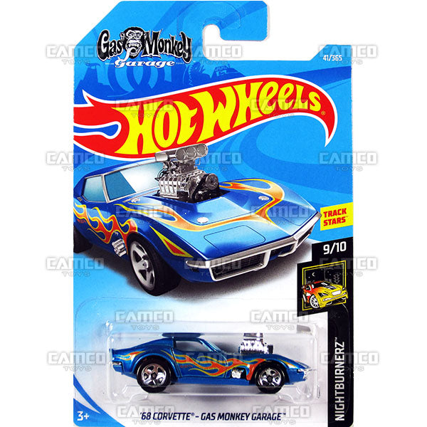 68 Corvette Gas Monkey Garage #41 blue (NightBurnerz) - 2018 Hot Wheels Basic Mainline B Case Assortment C4982 by Mattel.