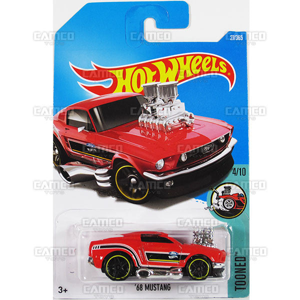 68 Mustang #27 red (Tooned) - from 2017 Hot Wheels basic mainline B case Worldwide assortment C4982 by Mattel.