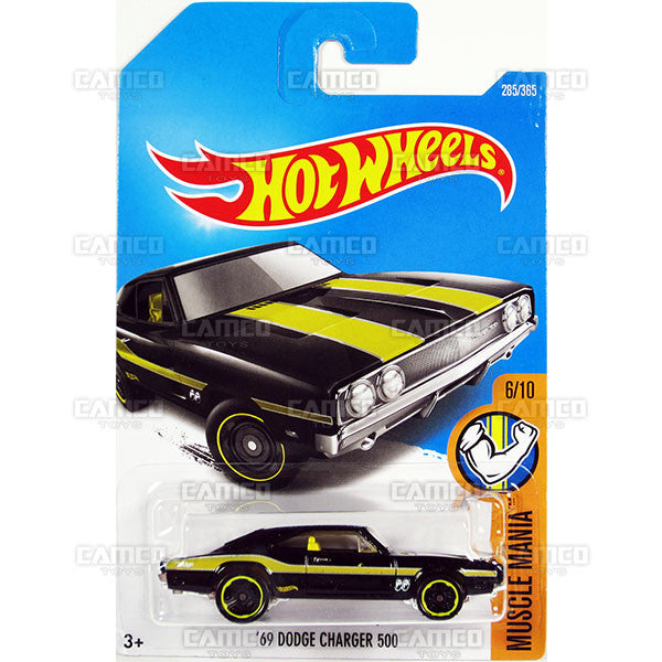 69 Dodge Charger 500 #285 black MoonEyes (Muscle Mania) - 2017 Hot Wheels Basic Mainline M Case - C4982