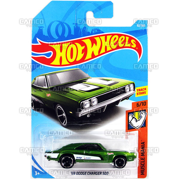 69 Dodge Charger 500 #92 green - 2018 Hot Wheels Basic Mainline Assortment C4982 by Mattel.