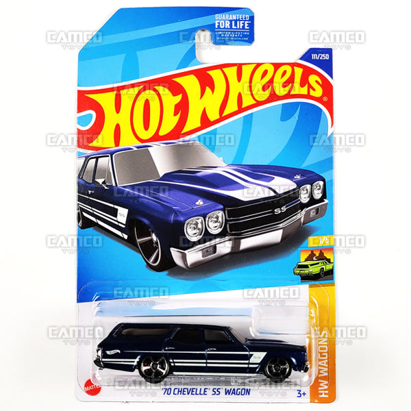 70 Chevelle SS Wagon #111 blue - HW Wagons - 2022 Hot Wheels Basic Mainline Case Assortment L2593 by Mattel.