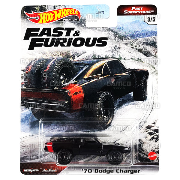 70 Dodge Charger #3 black - 2021 Hot Wheels Premium Fast &amp; Furious FAST SUPERSTARS Case M Assortment GBW75-956M by Mattel.