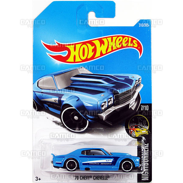 70 Chevy Chevelle #310 blue Nightburnerz - 2017 Hot Wheels Basic Mainline N Case C4982 by Mattel