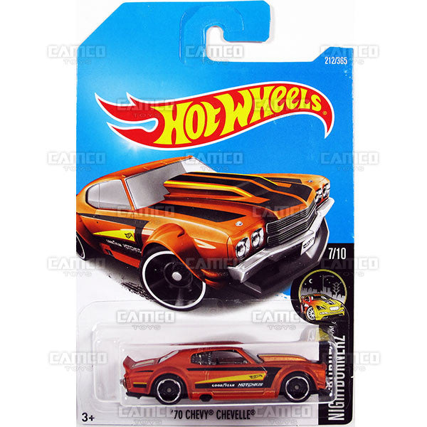 70 Chevy Chevelle #213 (Nightburnerz) - 2017 Hot Wheels basic mainline J case Worldwide assortment C4982 by Mattel