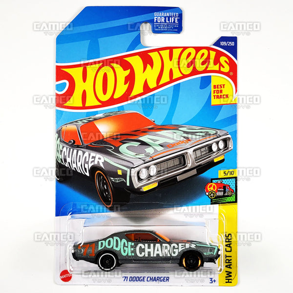 71 Dodge Charger #109 gray - HW Art Cars - 2022 Hot Wheels Basic Mainline Case Assortment L2593 by Mattel.