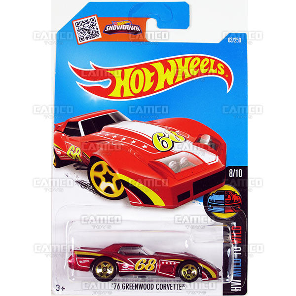 76 Greenwood Corvette #63 red - 2016 Hot Wheels Basic Mainline E Case WorldWide Assortment C4982