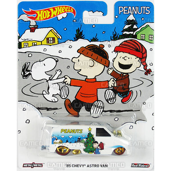 85 CHEVY ASTRO VAN white - SNOOPY Peanuts Gang - 2016 Hot Wheels Premium Pop Culture 1;64 diecast Real Riders E Case Assortment DLB45-956E by Mattel.