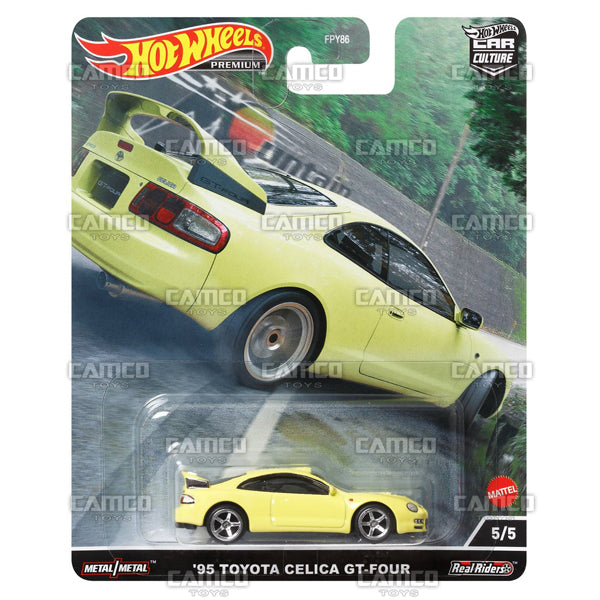 95 Toyota Celica GT-Four #5 yellow - 2022 Hot Wheels Premium Car Culture Mountain Drifters Case L Assortment FPY86-957L by Mattel.