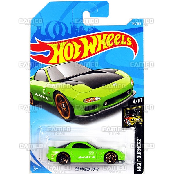 95 Mazda RX-7 #141 green - 2018 Hot Wheels Basic Mainline F Case Assortment C4982 by Mattel.