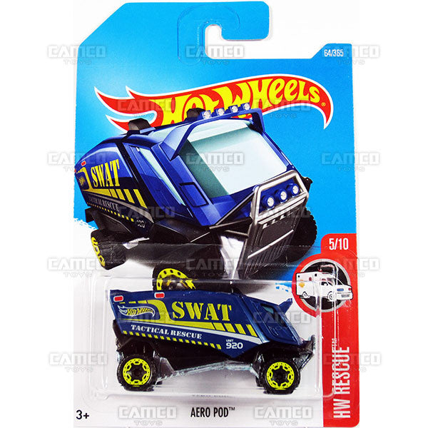 Aero Pod #64 blue (HW Rescue) - from 2017 Hot Wheels basic mainline C case Worldwide assortment C4982 by Mattel.