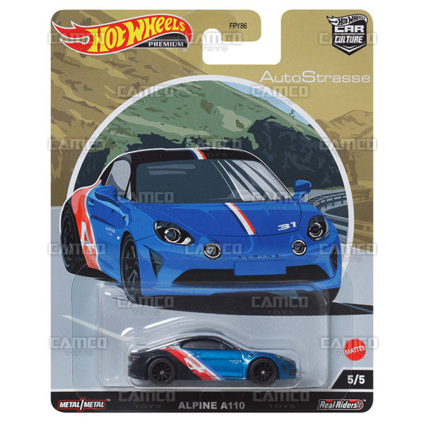 Alpine A110 #5 black/blue - 2022 Hot Wheels 1:64 Premium Car Culture Auto Strasse Case P Assortment FPY86-957P by Mattel.