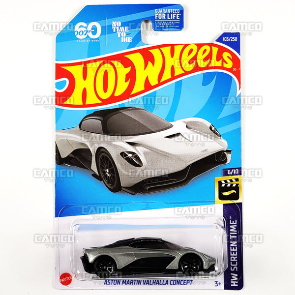 Aston Martin Valhalla Concept #103 silver (James Bond 007 - No Time To Die) - HW Screen Time - 2022 Hot Wheels Basic Mainline Case Assortment L2593 by Mattel.