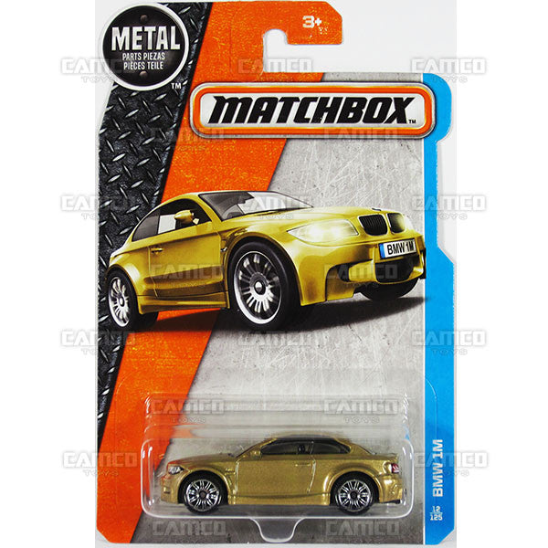 BMW 1M #12 gold - from 2016 Matchbox Basic Case Assortment 30782 by Mattel.