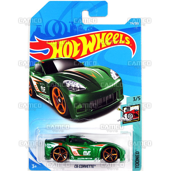 C6 Corvette #174 green - 2018 Hot Wheels Basic Mainline H Case Assortment C4982 by Mattel.