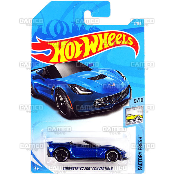 CORVETTE C7 Z06 CONVERTIBLE #5 blue Factory Fresh - 2018 Hot Wheels Basic Mainline A Case Assortment C4982 by Mattel.