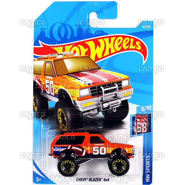 Chevy Blazer 4x4 #53 orange (HW Sports) - 2018 Hot Wheels Basic Mainline C Case Assortment C4982 by Mattel.