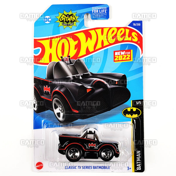 Classic TV Series Batmobile #78 black (Tooned) Batman - 2022 Hot Wheels Basic Mainline Case Assortment L2593 by Mattel.