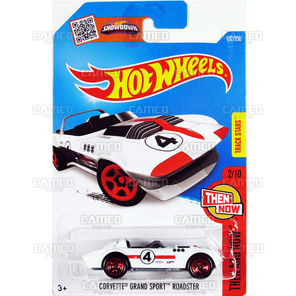 Corvette Grand Sport Roadster #102 White (Now and Then) - from 2016 Hot Wheels Basic Case Worldwide Assortment C4982 by Mattel.