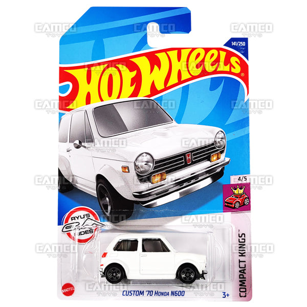 Custom 70 Honda N600 #141 white - Compact Kings - 2022 Hot Wheels Basic Mainline 1:64 Diecast Case Assortment C4982 by Mattel.