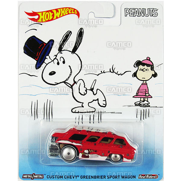 CUSTOM CHEVY GREENBRIER SPORT WAGON (Snoopy&#39;s Christmas) - from 2016 Hot Wheels Pop Culture E Case (PEANUTS) Assortment DLB45-956E by Mattel.