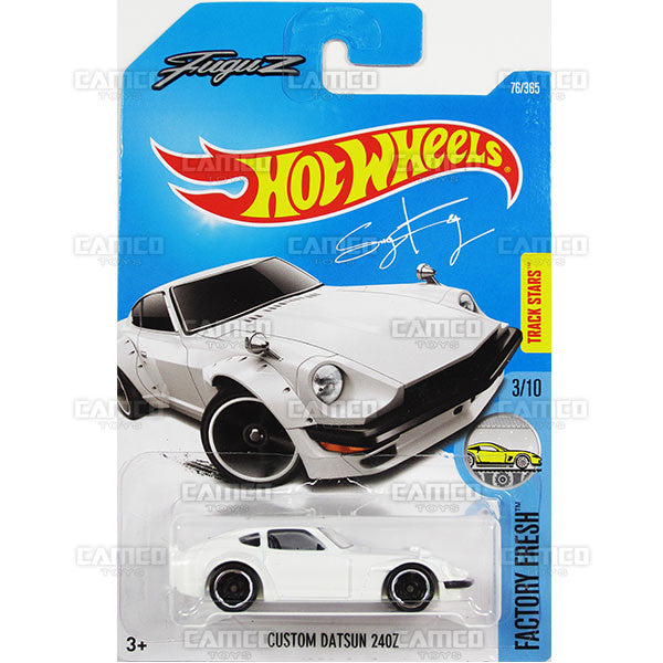 Custom Datsun 240z #76 white Fugu Z (Factory Fresh) - from 2017 Hot Wheels basic mainline D case Worldwide assortment C4982 by Mattel.