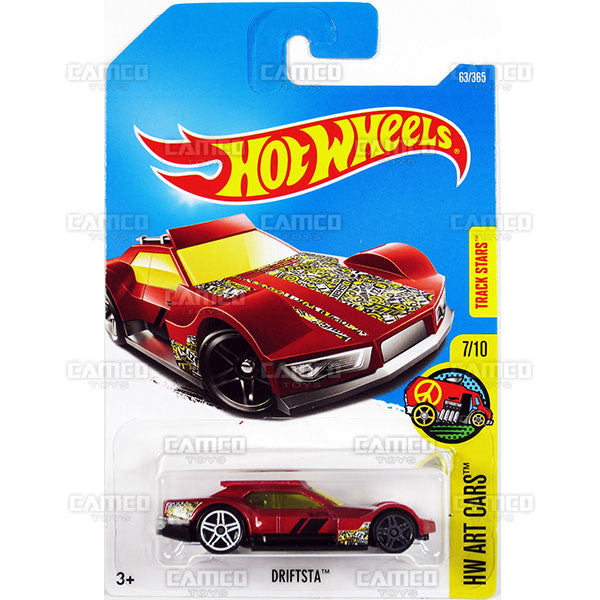 Driftsta #63 red (HW Art Cars) - from 2017 Hot Wheels basic mainline C case Worldwide assortment C4982 by Mattel.