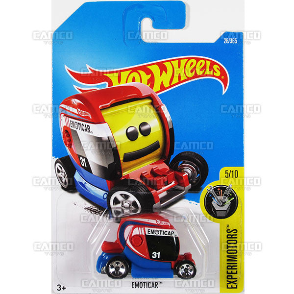 Emoticar #26 red blue (Experimotors) - from 2017 Hot Wheels basic mainline B case Worldwide assortment C4982 by Mattel.