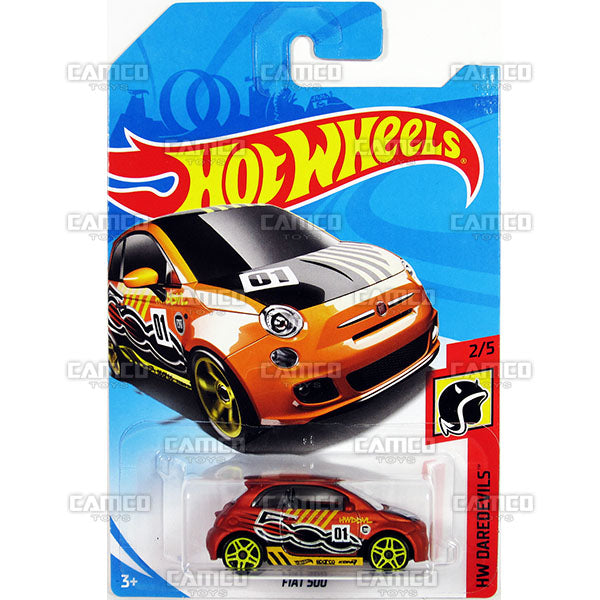 FIAT 500 orange DareDevils - 2018 Hot Wheels Basic Mainline A Case Assortment C4982 by Mattel.
