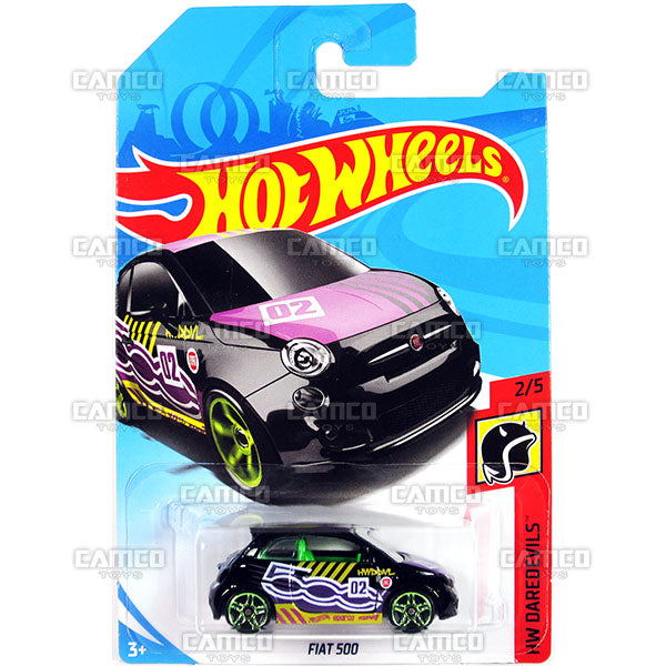 Fiat 500 black/purple - 2018 Hot Wheels Basic Mainline E Case Assortment C4982 by Mattel.