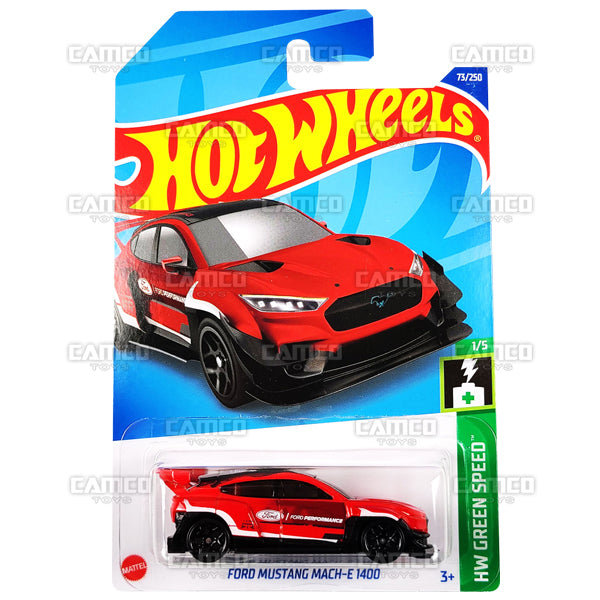 Ford Mustang Mach-E 1400 #73 red - HW Green Speed - 2022 Hot Wheels Basic Mainline 1:64 Diecast Case Assortment C4982 by Mattel.