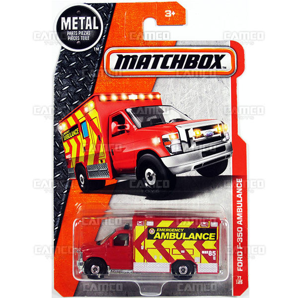 Ford F-350 Ambulance #77 red - from 2017 Matchbox Basic B Case Assortment 30782 by Mattel.