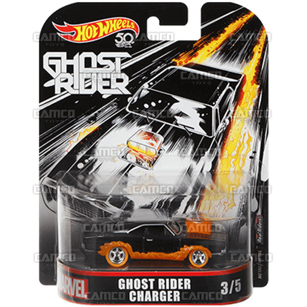 Ghost Rider Charger - 2018 Hot Wheels Retro Replica Entertainment MARVEL H Case assortment DMC55-956H by Mattel.