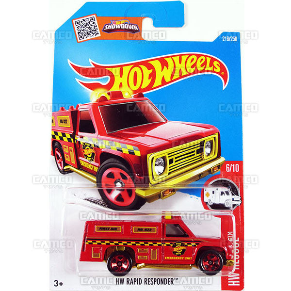 HW Rapid Responder #216 red - 2016 Hot Wheels Basic Mainline Case WorldWide Assortment C4982