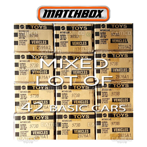 Mixed Lot of 42 Basic Cars - Matchbox Case Assortment 30782 by Mattel.