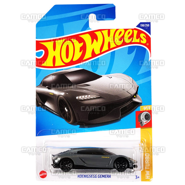 Koenigsegg Gemera #138 grey - HW Turbo - 2022 Hot Wheels Basic Mainline 1:64 Diecast Case Assortment C4982 by Mattel.