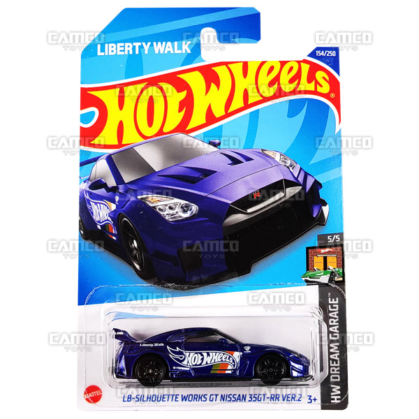 LB-Silhouette Works GT Nissan 35GT-RR Ver.2 #154 purple Liberty Walk - HW Dream Garage 5/5 - 2022 Hot Wheels Basic Mainline 1:64 Case Assortment C4982 by Mattel.
