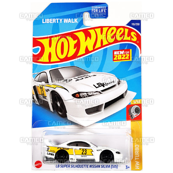 LB Super Silhouette Nissan Silvia (S15) #110 white (Liberty Walk) - HW Turbo - 2022 Hot Wheels Basic Mainline Case Assortment L2593 by Mattel.