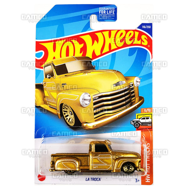 La Troca #116 gold - HW Hot Trucks - 2022 Hot Wheels Basic Mainline Case Assortment L2593 by Mattel.
