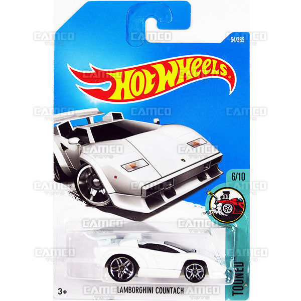 Lamborghini Countach #54 white (Tooned) - from 2017 Hot Wheels basic mainline C case Worldwide assortment C4982 by Mattel.