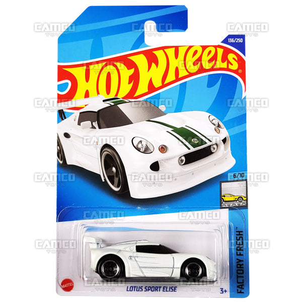 Lotus Sport Elise #136 white - Factory Fresh - 2022 Hot Wheels Basic Mainline 1:64 Diecast Case Assortment C4982 by Mattel.