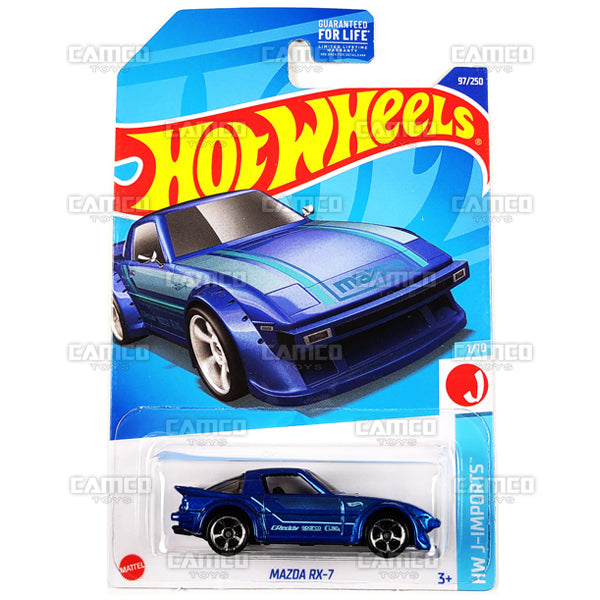 Mazda RX-7 #97 blue - HW J-Imports - 2022 Hot Wheels Basic Mainline Case Assortment L2593 by Mattel.