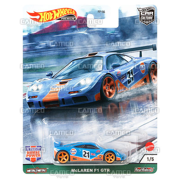 McLaren F1 GTR (Gulf) - 2021 Hot Wheels Car Culture British Horse Power Case A Assortment FPY86-957A by Mattel.