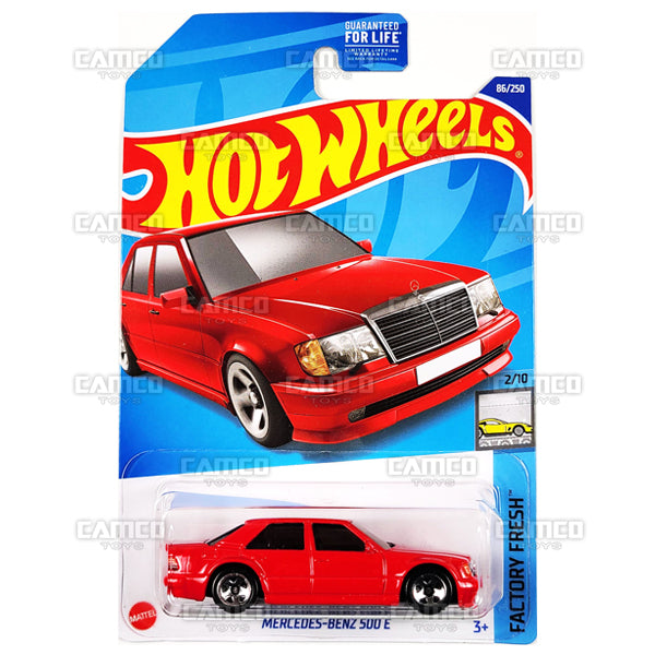 Mercedes-Benz 500 E #86 red - Factory Fresh - 2022 Hot Wheels Basic Mainline Case Assortment L2593 by Mattel.