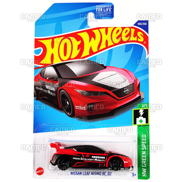 Nissan Leaf Nismo RC_02 #100 red - HW Green Speed - 2022 Hot Wheels Basic Mainline Case Assortment L2593 by Mattel.