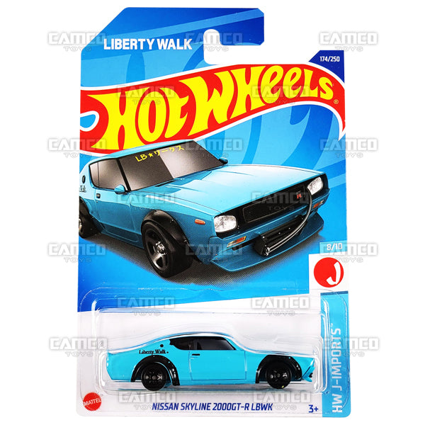 Nissan Skyline 2000GT-R LBWK #174 blue Liberty Walk - HW J-Imports 8/10 - 2022 Hot Wheels Basic Mainline 1:64 Case Assortment C4982 by Mattel.